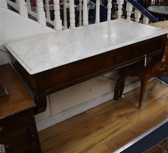 A 19th century Continental console table with marble top W.114cm